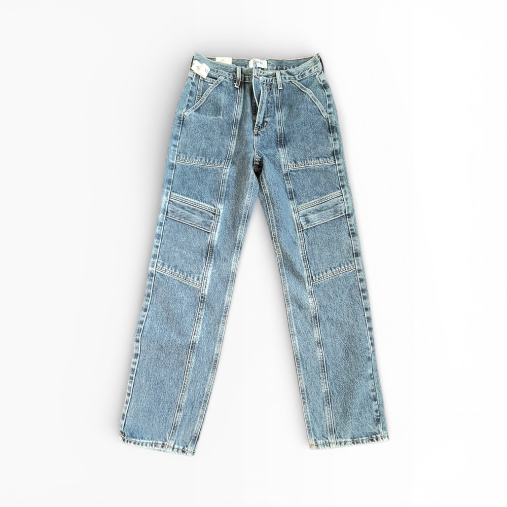 Agolde Cooper Cargo Jean Regulation Blue Medium Wash Size 25 Women’s NEW - Picture 3 of 10